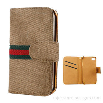 Leather Flip Mobile Phone Cases for iPhone 4S, Foldable Holder Design